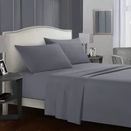 3/4pcs Solid łóżka Zestaw Wodoodporne arkusz z arkuszami Posilanie Poszurek Soft Queen King Full Twin Size White and Grey 240127