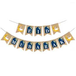 Party Decoration Eid Al-Fitr levererar Mubarak Banner Flag Linen Paper Bunting Garland