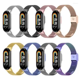 Titta på band Metal Mesh rostfritt stålband för Xiaomi Mi Band 8 Smartwatch Accessories Armband Miband Replacement Watchband Correa