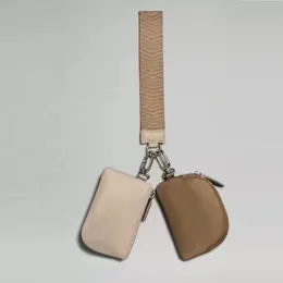 Çift kese bilek anahtarlık mini yoga çantası çıkarılabilir mini fermuar, bileklik cüzdan taşınabilir anahtarlık cüzdan cüzdan çantası mini kadın para cep