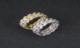 Hiphop Microzircon CZ Diamond Gold Ring with Side Stones 8mmキューバチェーンシェイプ2515166