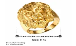Lion Ring Animal New Classic 316l Unsex Vintage Gold Plated Hip Hop Jewelry Ring Storlek 610 US2853954