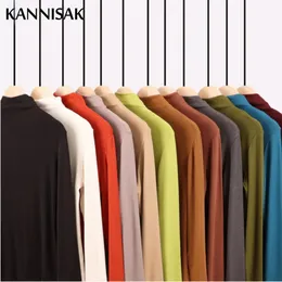 Kvinnor Tshirts Autumn Winter Long Sleeve Turtleneck Bottoming Shirt Inner Soft Warm Topps Slim Fit Basic Spring Korean Tshirt 240201