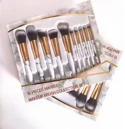 10 pçs / conjunto de pincéis de maquiagem de mármore blush pó sobrancelha delineador destaque corretivo contorno fundação compõem conjunto de escova 102833924