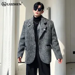LUZHEN Stylish Elegant High Quality Woolen Suit Jacket Mens Trendy Vintage Loose Blazers Luxury Casual Blazer Coat Fde40a 240201