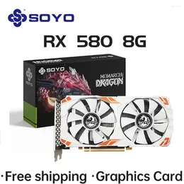 بطاقات الرسومات Soyo Amd Radeon Rx580 8g GDDR5 Memory Video Gaming Card PCIE3.0x16 HDMI DP 3 لمكونات كمبيوتر سطح المكتب