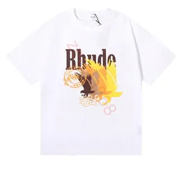 Весенне-летняя футболка Rhude Мужские футболки Женские футболки Скейтборд оверсайз Мужская футболка с коротким рукавом Роскошные брендовые мужские футболки Азиатский размер S-2XL
