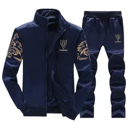 printed men's autumn and winter jackets long sleeved casual twopiece embroidered hoodie set crossborder exclusive supply 240118