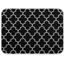 Table Mats High Quality Arabic Seamless Pattern Dish Drying Mat For Kitchen Grid Lantern Shapes Absorbent Microfiber Tableware Pad