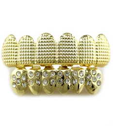 Hip Hop Cap Kupfer Vergoldung Zähne Grillz Set Factory Bottom Custom Men039s Hiphop Zähne Grillz Körperschmuck Hallowee9995749