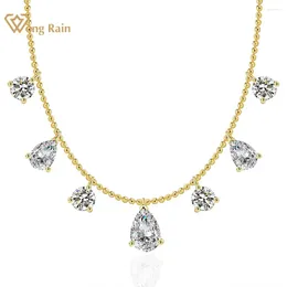 Pendants Wong Rain 18K Gold Plated 925 Sterling Silver Pear Round Cut Lab Sapphire Gemstone Women Necklace Pendant Fine Jewelry Wholesale