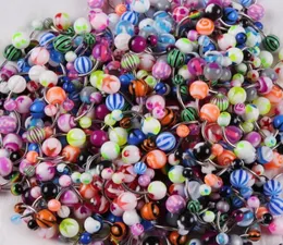 100PCSlot Body Jewelry Piercing Eyebrow Navel Belly Tongue Lip Bar Rings Mixed Color4783818