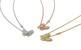 Fashion Classic Sweet Diamonds 4Fourleaf Clover Butterfly Halskette Malachit Pendant Chain for WomenGirls Valentine039s Moth9091469