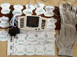 Electrical Stimulator Full Body Relax Muscle Massager tens Acupuncture 16pads gloves Russian or English button JR309 Y1912038542206