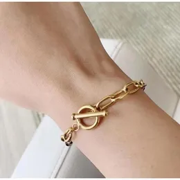 French Lazy Fashion Classic Gold Armband Büroklammer Armband OT Ferrule Vergoldet Titan Stahl Schmuck Sommer Passend