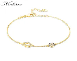 Kaletyna 925 Bracelet łańcucha srebrnego łącza dla kobiet Hamsa Ręka Zła oko Urok Bransoletka Turkish Rose Gold Biżuteria 8609321