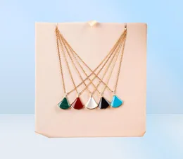 Lyxig kvalitetsfläktform hänge halsband i fem olika färg natursten för kvinnor bröllop smycken gåva ps80998417599730973