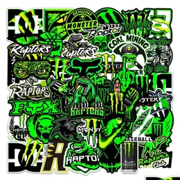 Car Stickers 50Pcs Green Fluorescent Dazzle Personality Trend Sticker Monster Hunter Iti Kids Toy Skateboard Motorcycle Bicycle Drop Dhtur