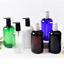Lagringsflaskor 12 st 500 ml tom svart brun plastpump för personlig vård Lotion Liquid Soap Shower Gel Cosmetic Packaging