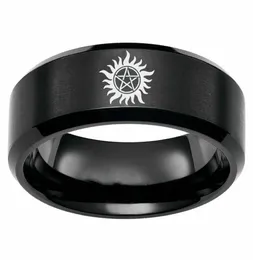 8mm Supernatural Logo Stainless Steel Black Ring Men039S Band smycken storlek 6139907866