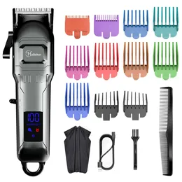 Hatteker máquina de cortar cabelo elétrica profissional dos homens aparador de cabelo baber usb sem fio máquina de cabelo conjunto de capa de cabeleireiro 240124