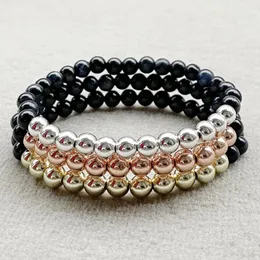 Braccialetti di collegamento Mg2046 Design Naturale 6 mm a grade Nero Tigre Eye Stone Bracciale perline di rame da donna Energia Yoga Mala