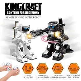 Радиоуправляемый робот-игрушка для детей с крутым светом, звуковыми эффектами, распознаванием жестов, дистанционное управление, боевой бой для мальчиков и девочек, детский подарок 240131