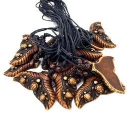 Hela 12st Ethnic Tribal Imitation Yak Bone Whale Tail Surfing Turtles Mermaid Tails Pendant Necklace Lucky Gift MN5452425486