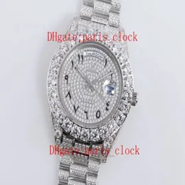 SF All Ice Drill Big Diamond Watch Ring Luxury Full Drilling Arabiska siffror Face Watch med rostfritt stål 2813 Rörelsetid 266o