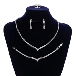 Conjunto de jóias hadiyana simples senhoras casamento noivado colar pulseira anel brinco bn8004 conjunto bijoux mariage 240202