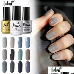 Gel per unghie Belen 7Ml Grigio Nero Bianco Colore Smalto Lampada UV LED Semipermanente Soak Off Vernice ibrida Fai da te Art Lacquer Drop Delivery Heal Otfc3