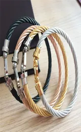 Bracciale rigido a vite a ferro di cavallo di vendita calda braccialetti di spago in acciaio inossidabile di colore metallo 316L per le donne amano braccialetto gotico Uchain link4932859