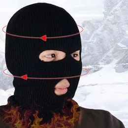 Berets Winter Warme Kopfbedeckung Drei-Loch-Wollmützen Winddichte, kältebeständige, verdickte Gesichtsmaske Vollgesichtsmütze Gorras Para Hombresbeanie