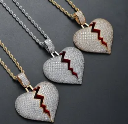 Mode Hip Hop Personality Heartbreak Shape Necklace Pendant Chains For Mens and Women Party Wedding Lovers Gift Jewelry7747495