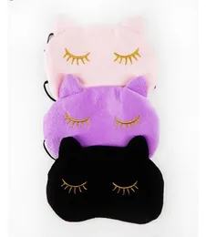 10X CUCOMMAX Söt katt sovande ögonmask Nap Cartoon Eye Shade Sleep Mask Black Mask Bandage On Eyes For Sleeping2206980