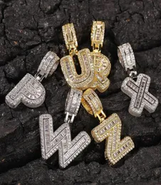 Iced Out A till Z 26 Letters Pendant Necklace For Men Women Hip Hop Luxury Designer Bling Diamond Letter Pendants Gold Silver Jewelr5694747