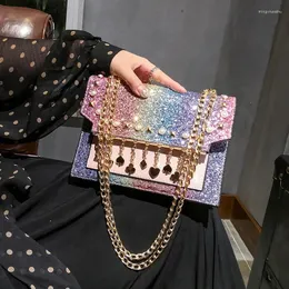 Torby wieczorowe kolorowy luksusowy design cekin frędzki bolenia w łańcuch łańcucha torby na ramię lady torba torebka crossbody obiad