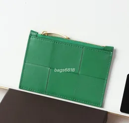 Designerkorthållare Luxury Wallet Classic Woven Pocket Purse Twill Personlig triangel Design Kvinnor Mens Korta kompakta plånböcker Bifold äkta läder
