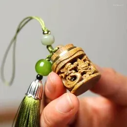 Nyckelringar naturliga sandelträpärlor Keychain Sachet Ball Tassel Key Ring Chains Charms bilhandväska Keyring Holder smycken gåvor för kvinnor