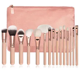 15pcs Pink Makeup Brushes Set Pincel Maquiagem Powder Eye Kabuki Brush Complete Kit Cosmetics Beauty Tools with Leather Case2394495