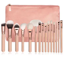 15st Pink Makeup Brushes Set Pincel Maquiagem Powder Eye Kabuki Brush Complete Kit Cosmetics Beauty Tools with Leather Case2394495