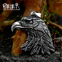 Pendant Necklaces BEIER 2024 Unique Design 316L Stainless Steel Double Sided Eagle Men's Necklace US Style Jewelry Gift Party