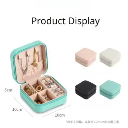 Mini Schmuck Aufbewahrungsbox Tragbare Ohrringe Halskette Ring Aufbewahrungskoffer Reise Schmuck Organizer PU Leder Vitrine