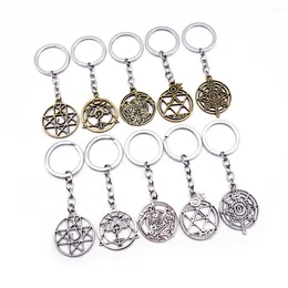 Keychains Anime Fullmetal Alchemist Keychain Magic Circle Key Chain Keyring Men Accessories Car Ring Pendant Llaveros