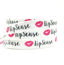 5 8 Lip Sense Print Fold Over Elastic Whole Lips Printed Foe Elastic Tape Ribbon Webbing for Girls Pony Tail Holder Hair Tie Brace2728001