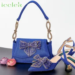 Royal Blue Classy Bow Knot Scarpe a punta Scarpe da donna Tacchi alti Sandali eleganti Borsa a bocca bassa Set Donna 240130