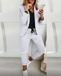 Spring Autumn Women Ladies Dwupoziomowy otwarty przedni bleeve Blazer Pant Set SIT 240127