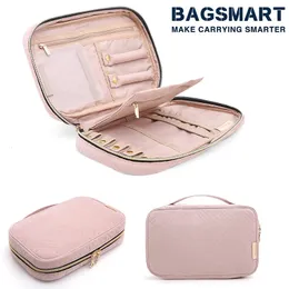 Bagsmart Jewelry Organizer Fall för kvinnor Vattentät resesmycken förvaringsväska för halsbandörhängen ringar armbandhållare 240125