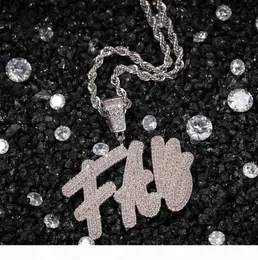 HIP HOP Custom Doublelayer Overlapping Grass Font Pendant Combination Words Name With CZ Tennis Necklaces Zirconia Jewelry CX20072263895