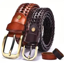 women Braided Belt For Mens Woven Belt Luxury Genuine Leather Cow Straps Hand Knitted Designer Men For Jeans Girdle Male belts 240202